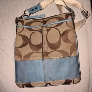 Coach Tan and Blue Crossbody Bag
